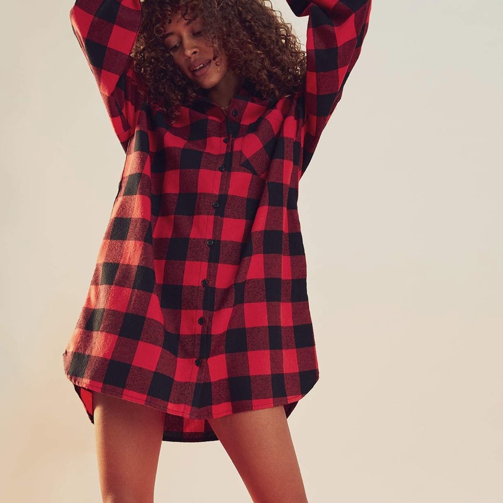 Buffalo Red Plaid Dress with Pockets